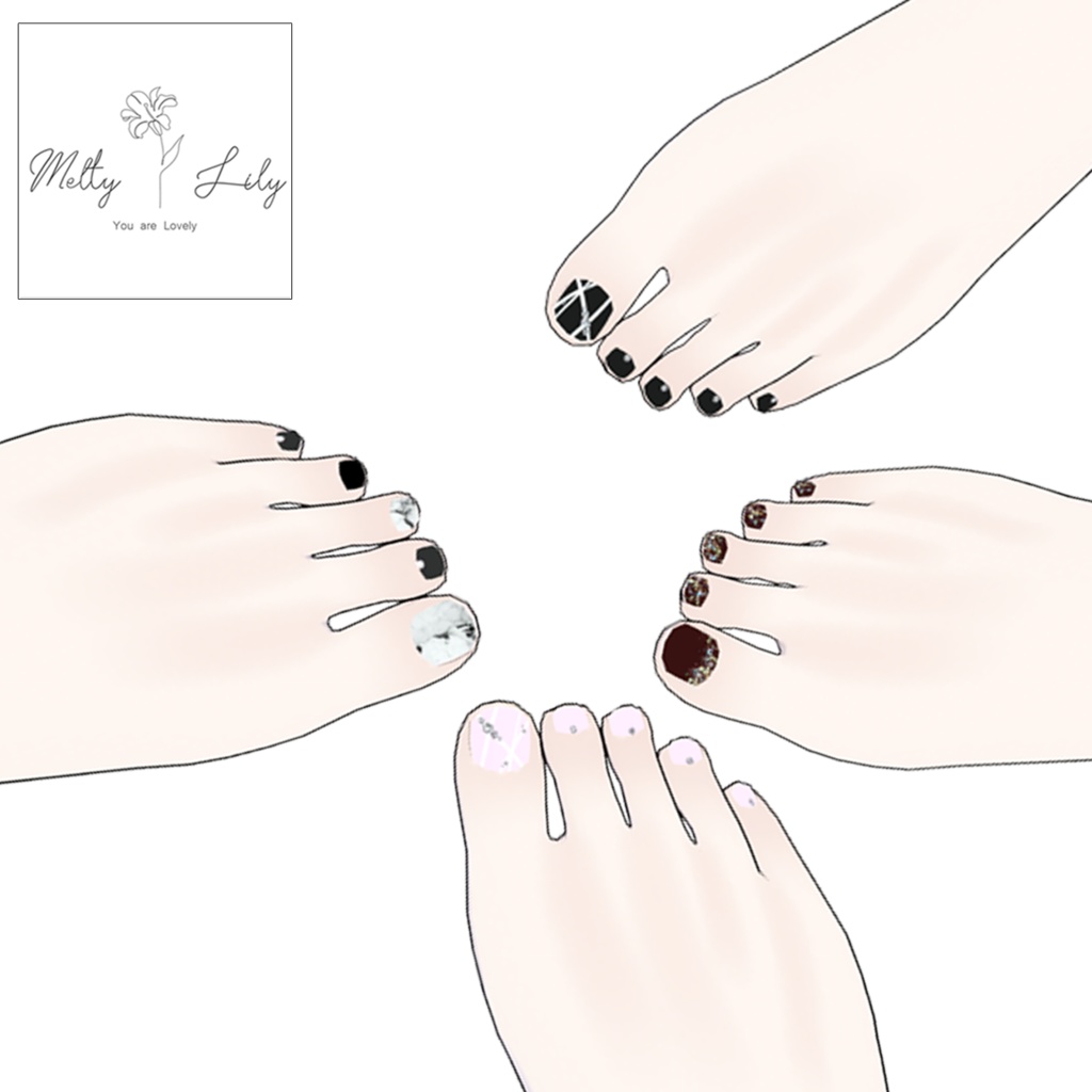 【Grus】Open toe boots & Footnail Set