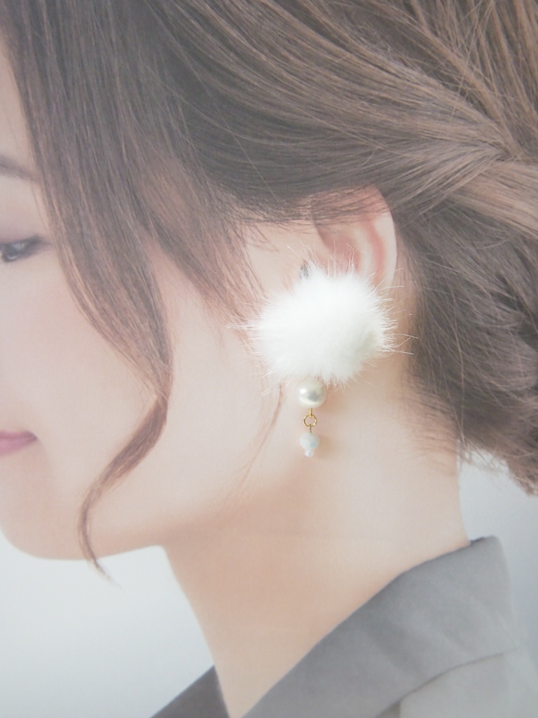 ひめさね「ふわふわの髪の君」イヤリング