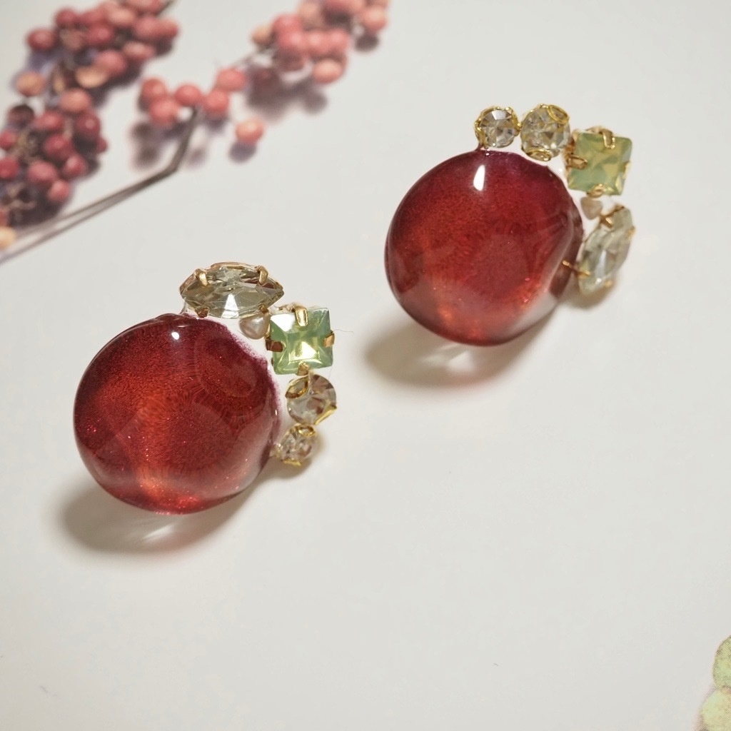 濃紅（こきくれない）　ピアス＆イヤリング