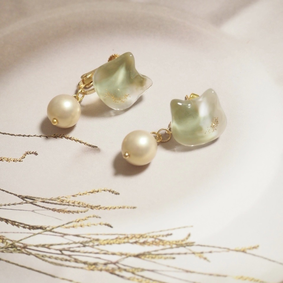 抹茶猫　ピアス＆イヤリング