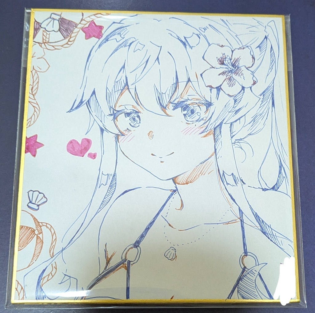 艦これ　ゴトランド　手描き　イラスト　ミニ色紙　原画
