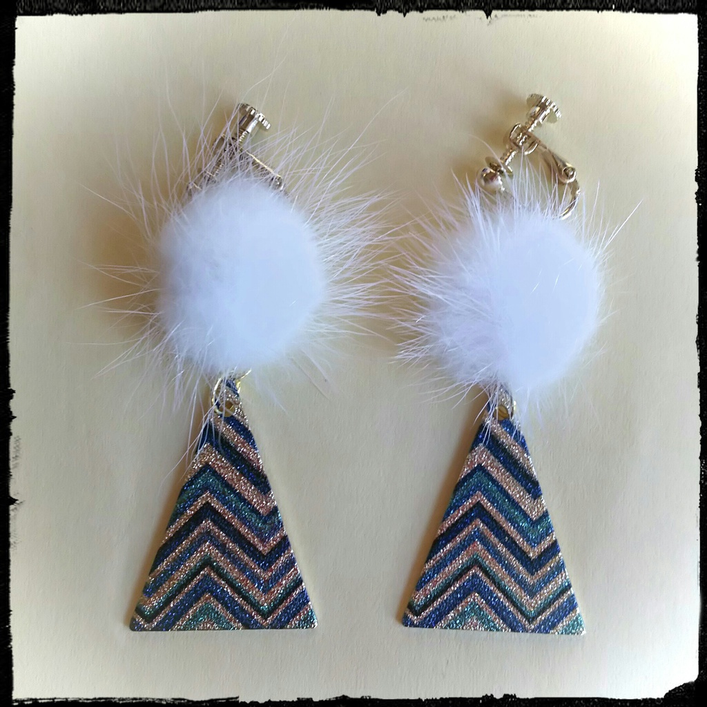 沖田組イメージ メタルプレート&ファー ピアス/イヤリング