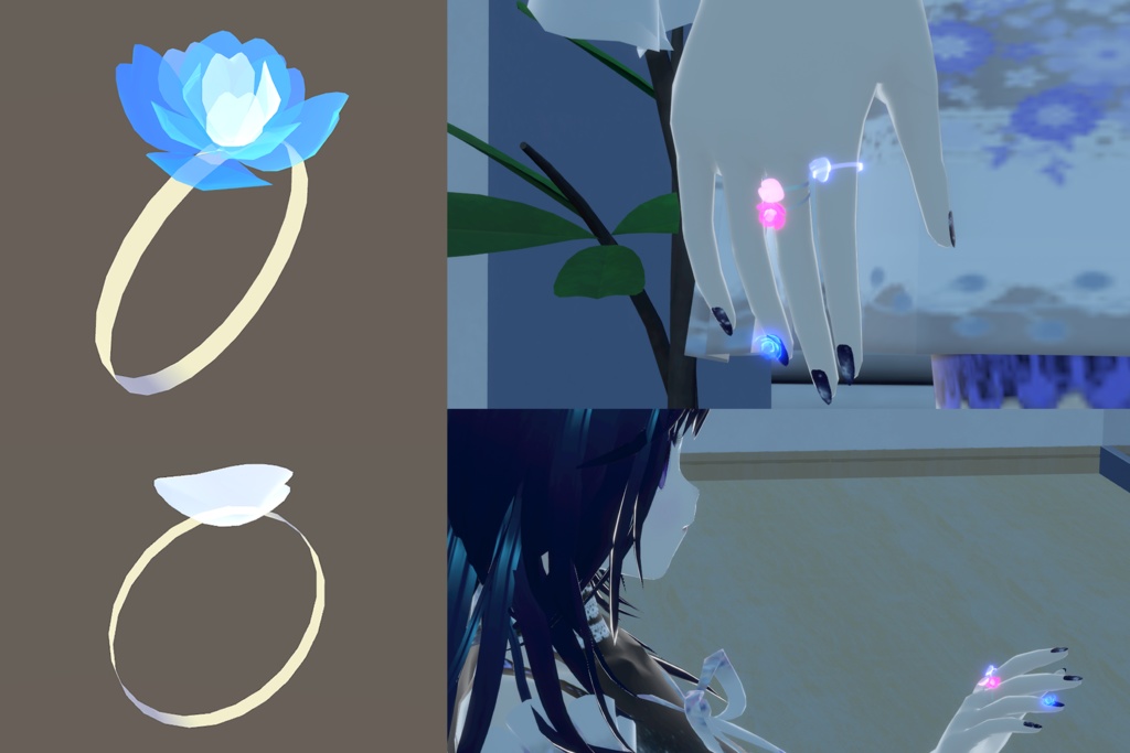 オリジナル3Dモデル　『指輪・花・花びら * Ring・flower・petal』VRChat * cluster
