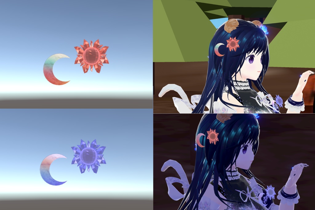 オリジナル3Dモデル 『太陽と月 * sun and moon』VRChat * cluster