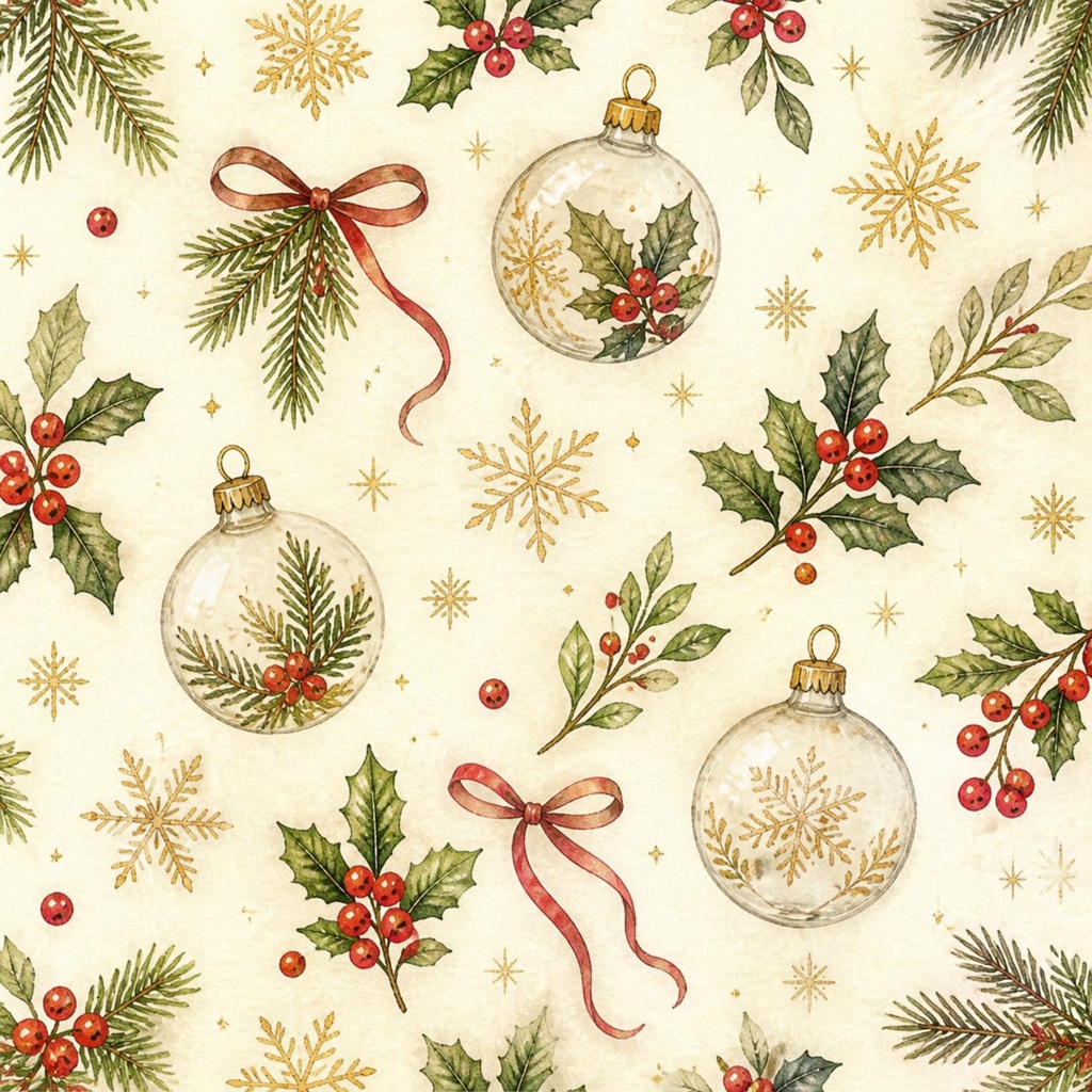 花・リース・オーナメント クリスマス デザインペーパー セット