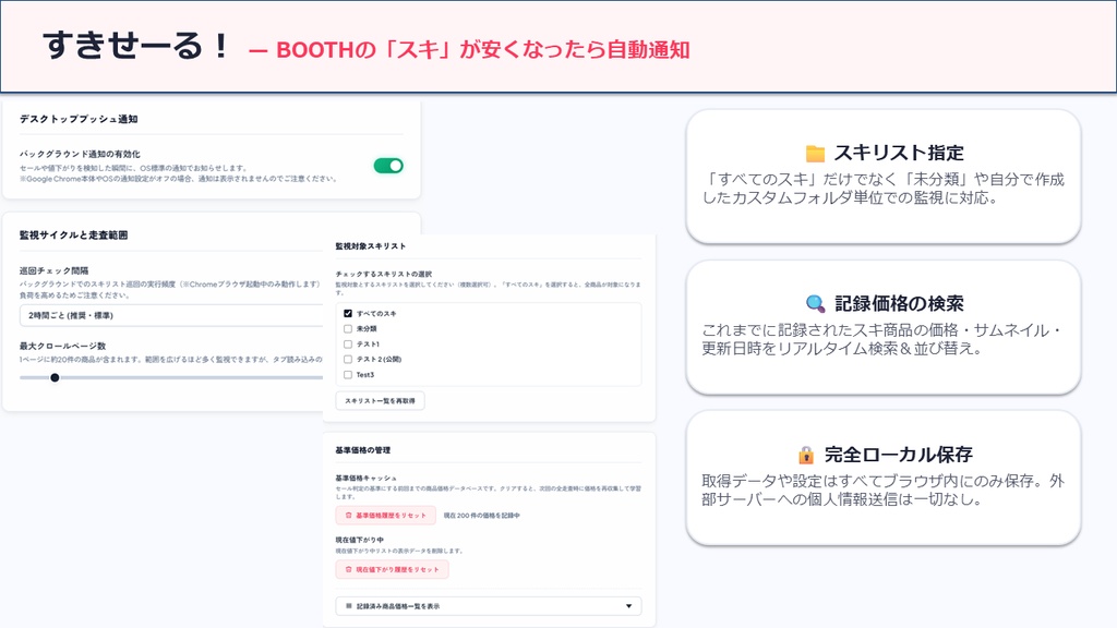 【無料】すきせーる! — セール買い逃しゼロへ!BOOTH「スキ」値下げ自動通知 Chrome拡張機能