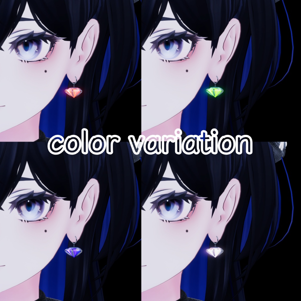 【MA対応】Gem Earrings(2種類×4色)