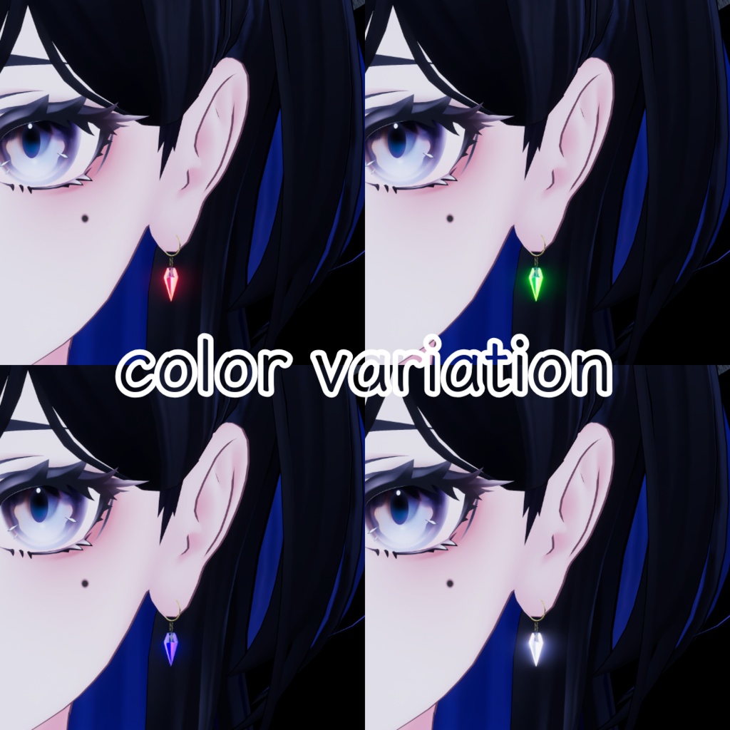 【MA対応】Gem Earrings(2種類×4色)