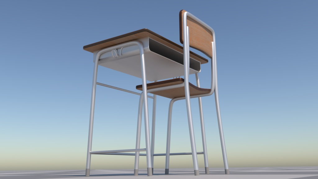 学校の机と椅子/SchoolTable&Chair 3Dモデル
