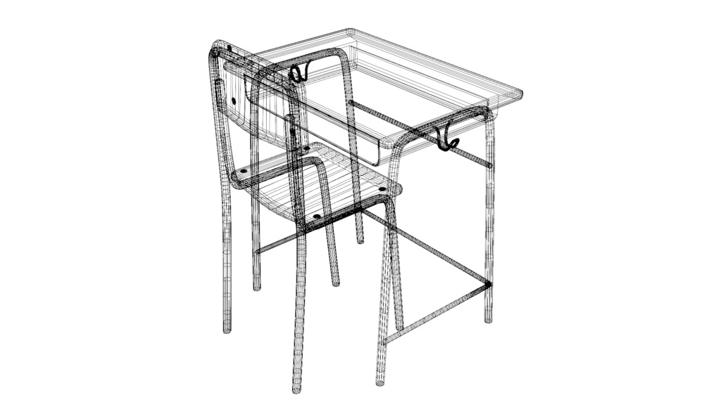 学校の机と椅子/SchoolTable&Chair 3Dモデル