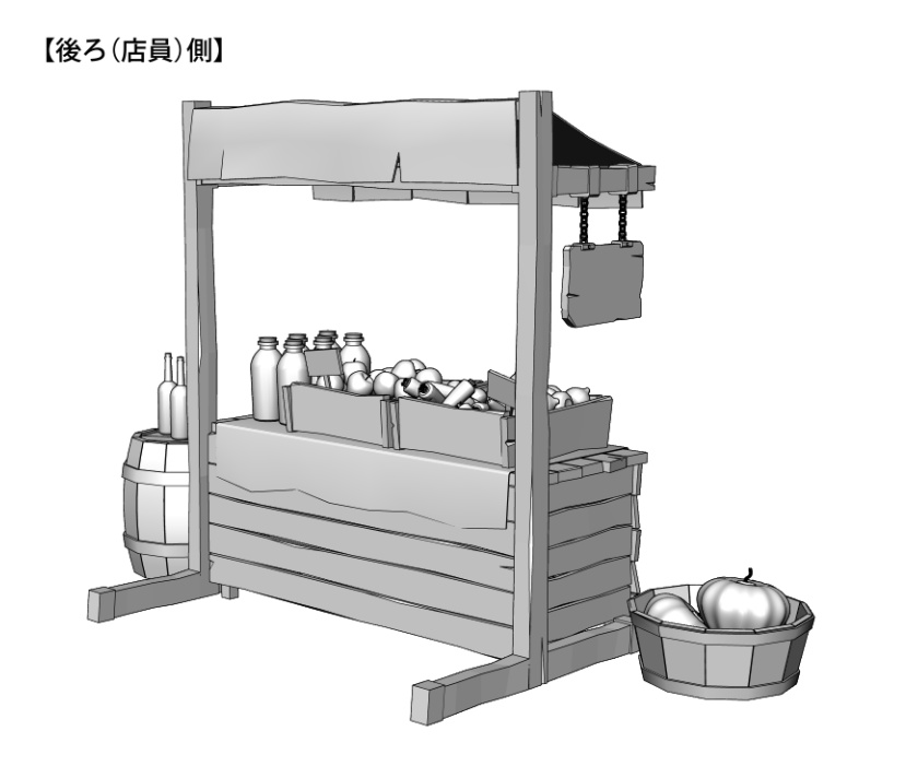 【漫画用3D】ファンタジー風野菜屋の屋台
