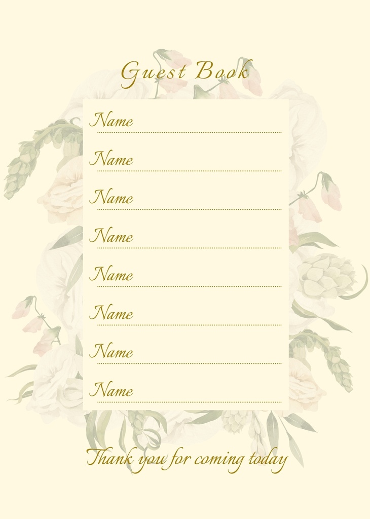 業者印刷A4サイズ5枚 ウェディングゲストブック 芳名帳
