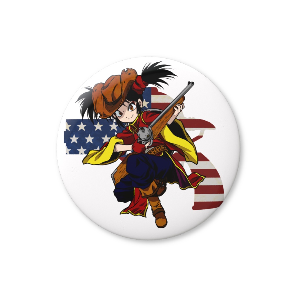 缶バッジ　ミンチャオエトガン星条旗