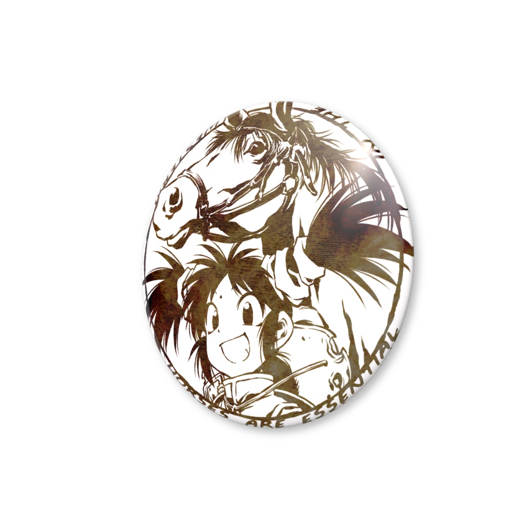 缶バッジ ミンチャオ馬モノクロ