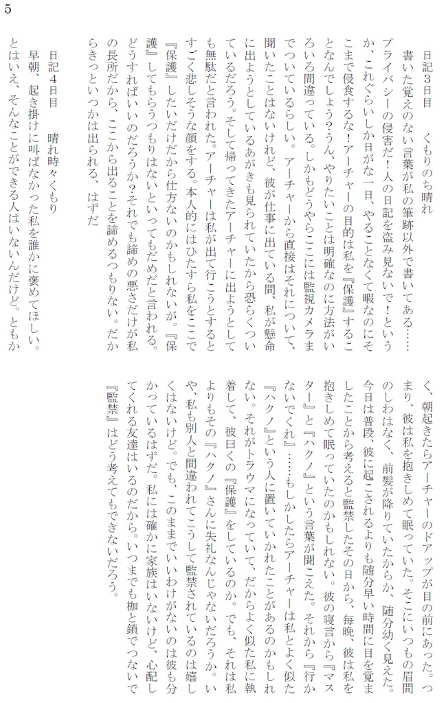 監禁日記 ただし監禁した本人は保護と言い張る
