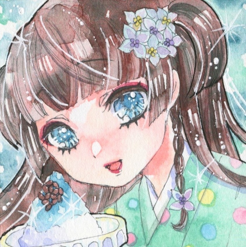 手描きイラスト 和風少女