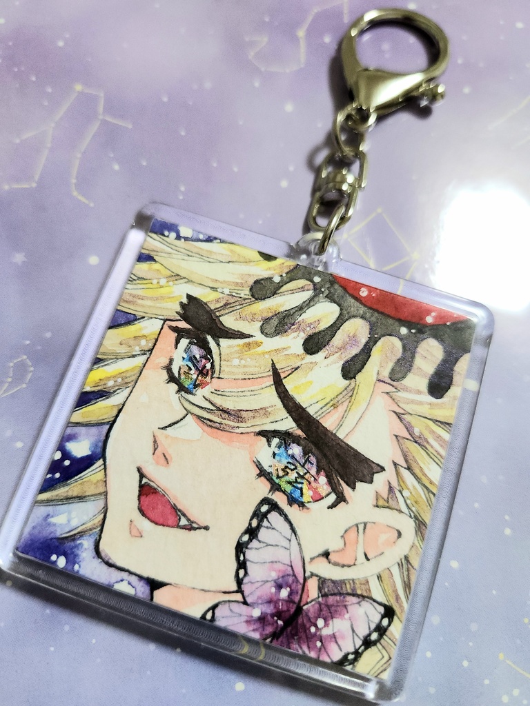 手描きイラスト 原画キーホルダー 鬼滅の刃 童磨