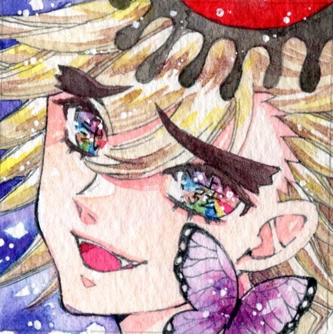 手描きイラスト 原画キーホルダー 鬼滅の刃 童磨