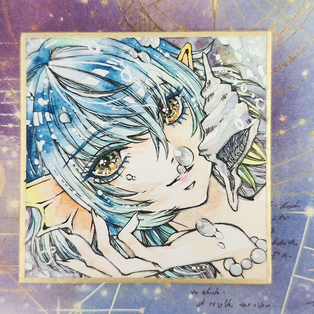 手描きイラスト 豆色紙