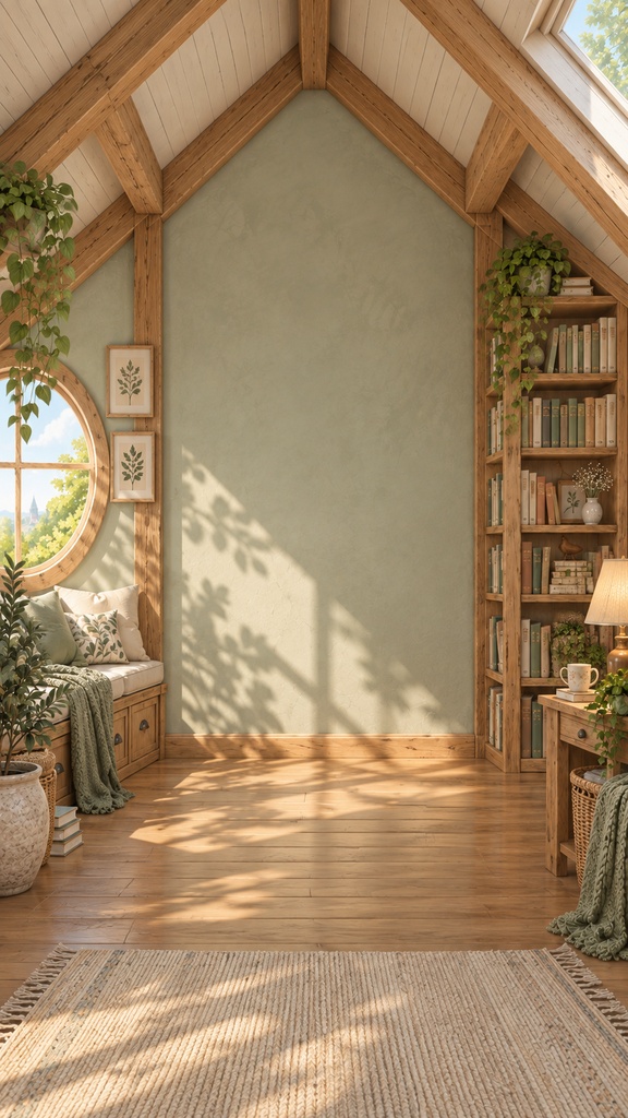 静かな屋根裏の読書部屋|朝・夕方・夜/横・縦6枚セット【配信背景・AI生成】