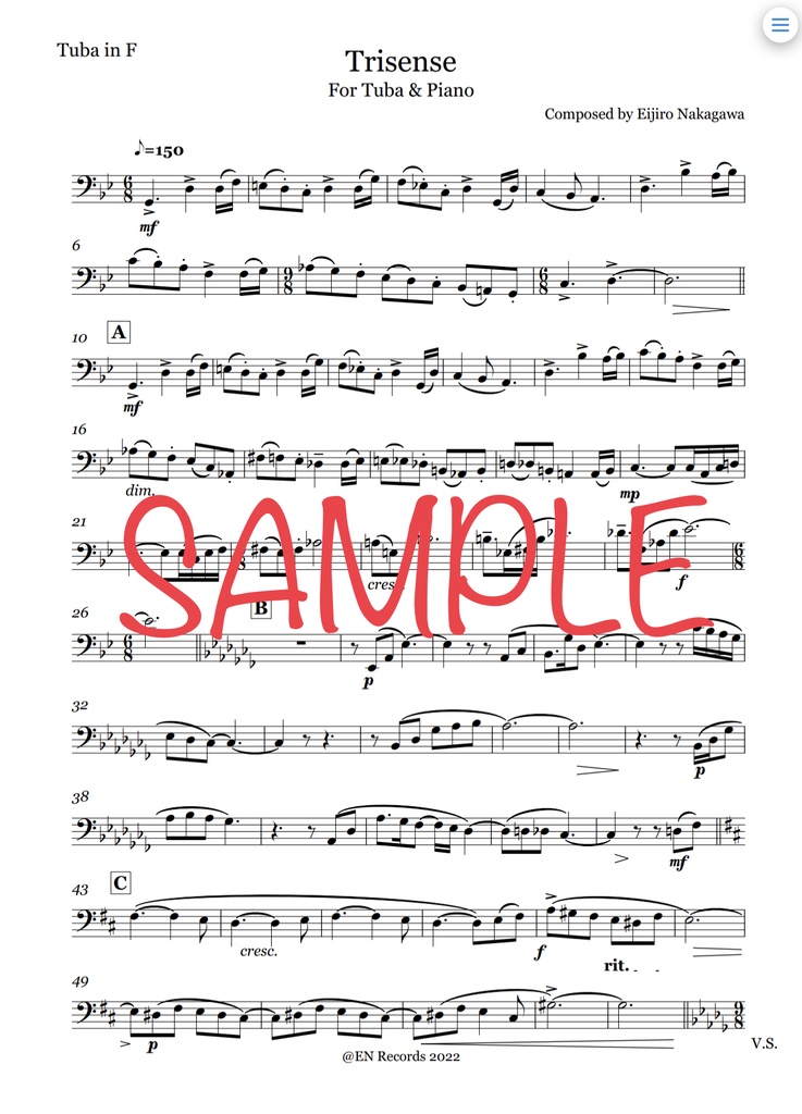 Trisense for Tuba and Piano