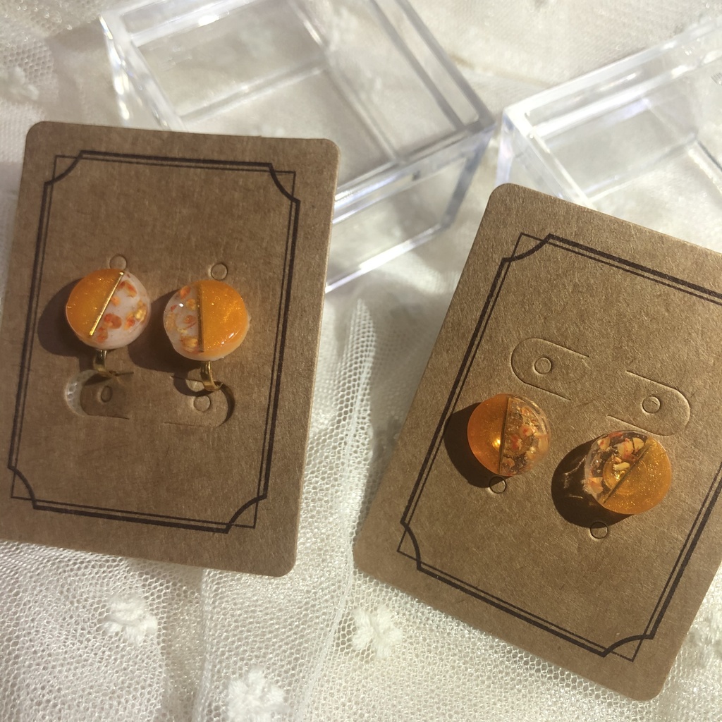 【A3】バイカラーフラワーピアス/イヤリング