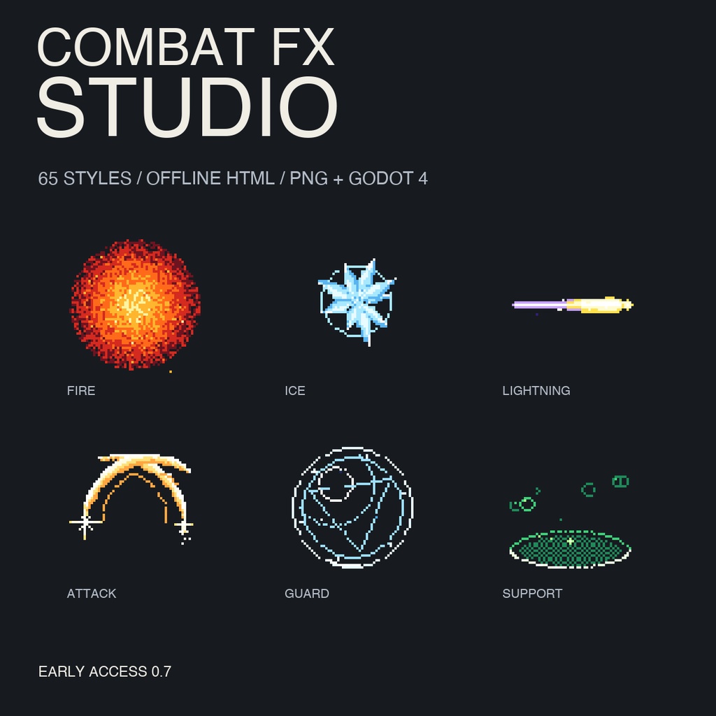 Combat FX Studio 0.7|ドット絵エフェクト生成・Godot書き出し