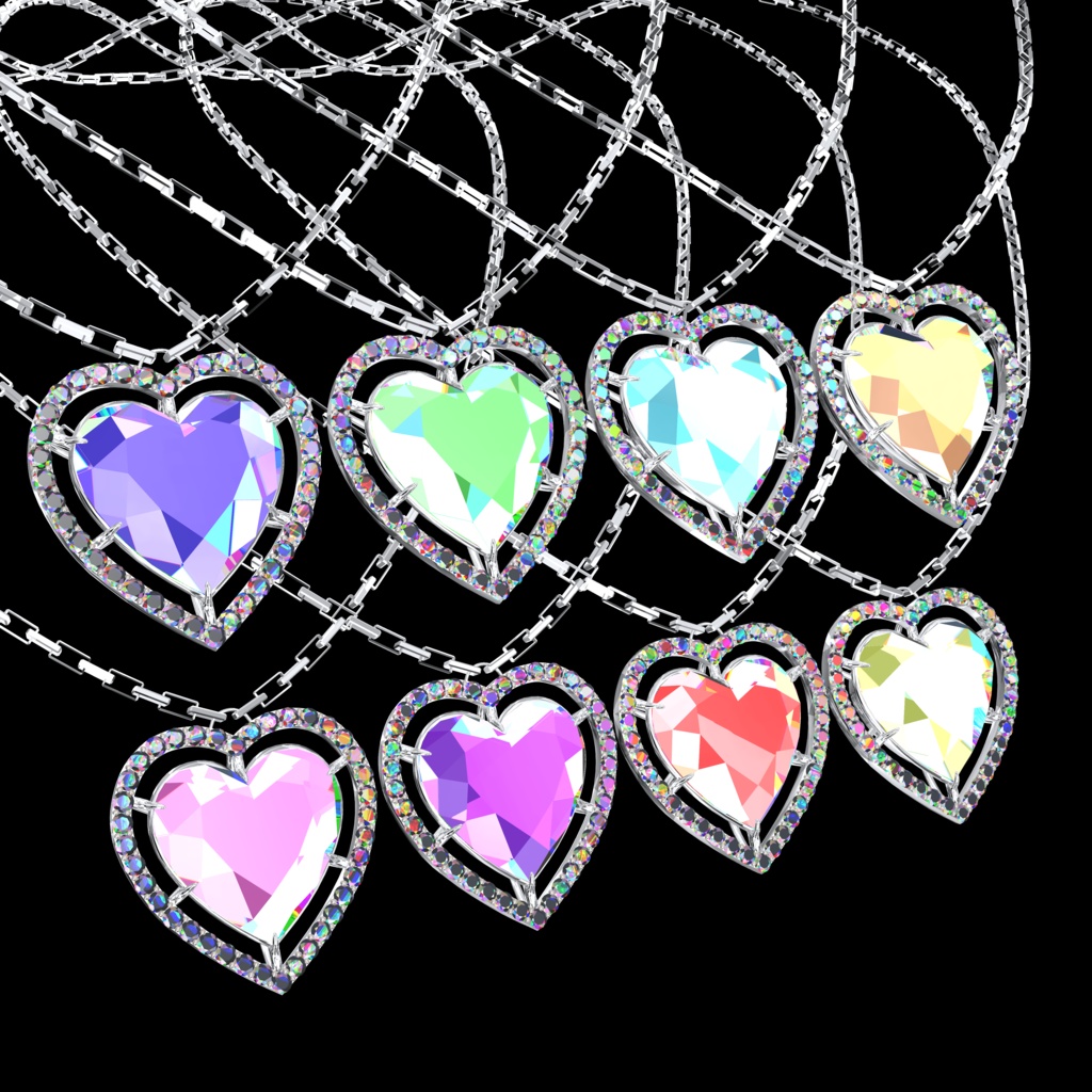 【25アバター対応】🖤PB対応🖤Heart Diamond Necklace🖤【VRChat】