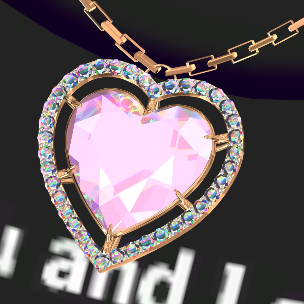 【25アバター対応】🖤PB対応🖤Heart Diamond Necklace🖤【VRChat】