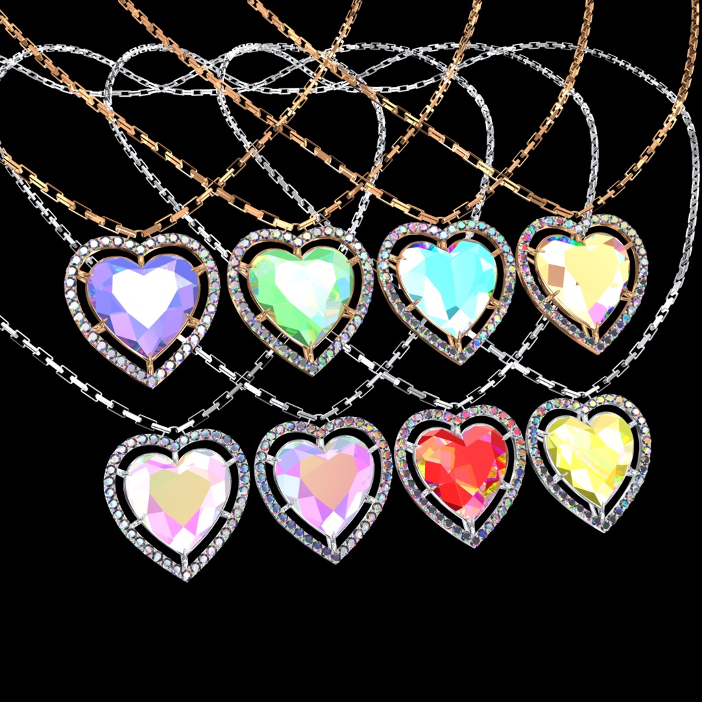 【25アバター対応】🖤PB対応🖤Heart Diamond Necklace🖤【VRChat】