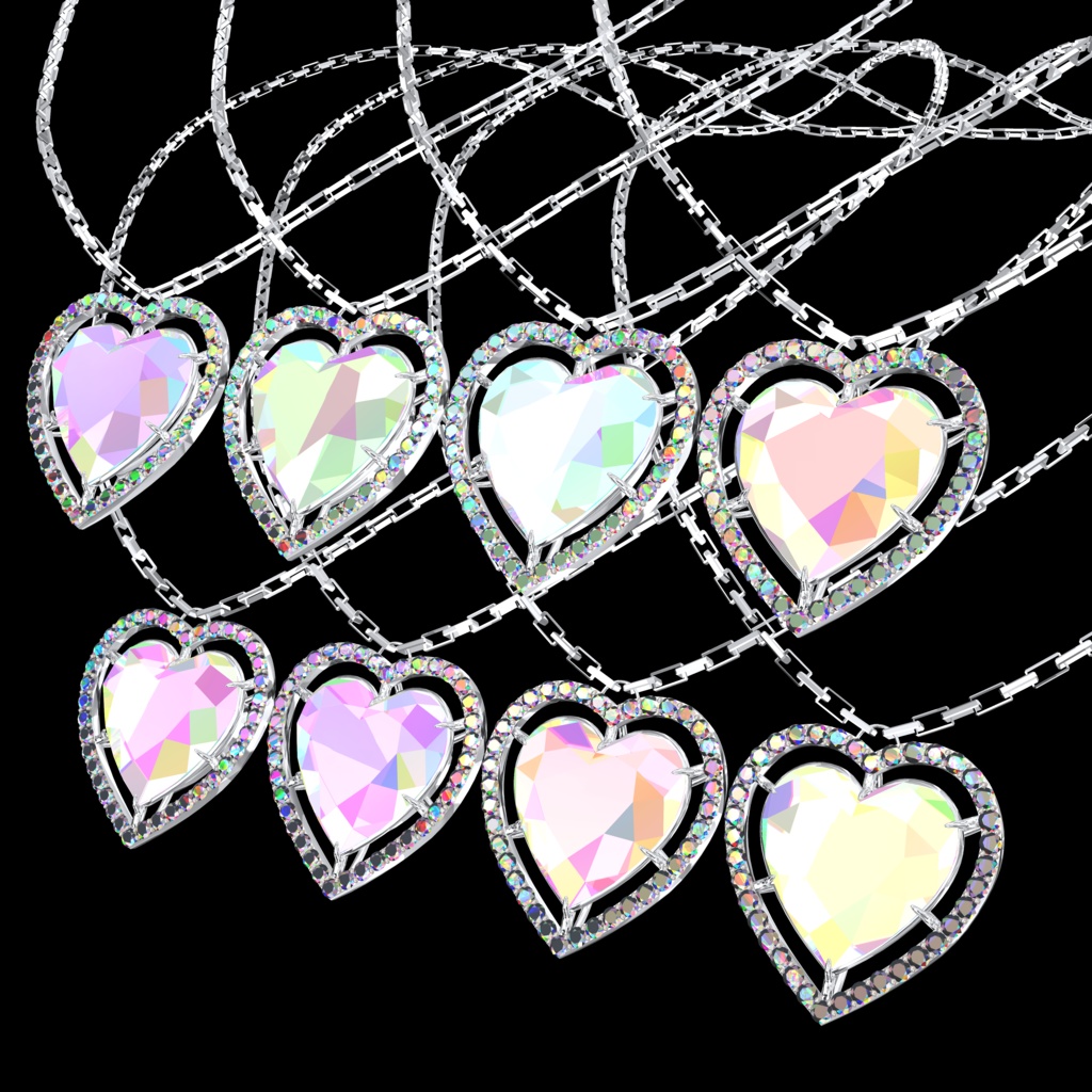 【25アバター対応】🖤PB対応🖤Heart Diamond Necklace🖤【VRChat】
