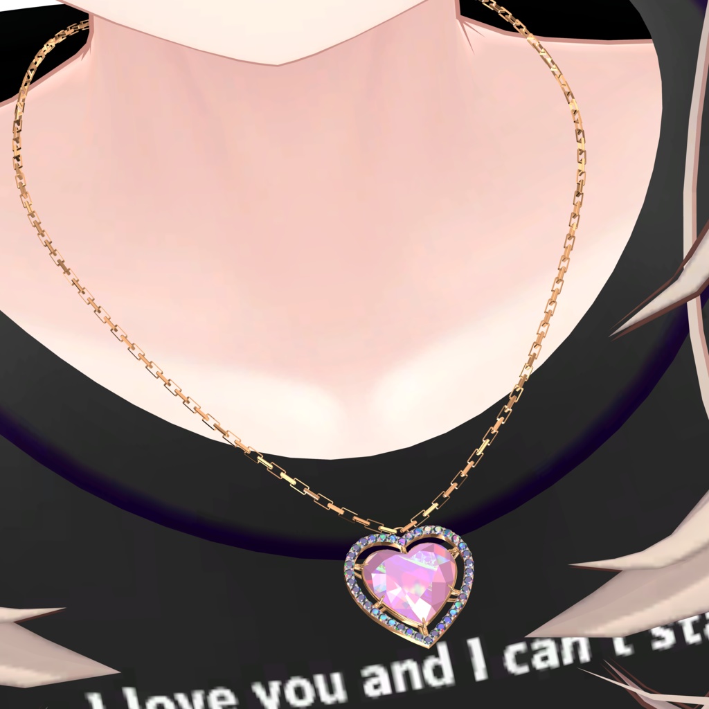 【25アバター対応】🖤PB対応🖤Heart Diamond Necklace🖤【VRChat】