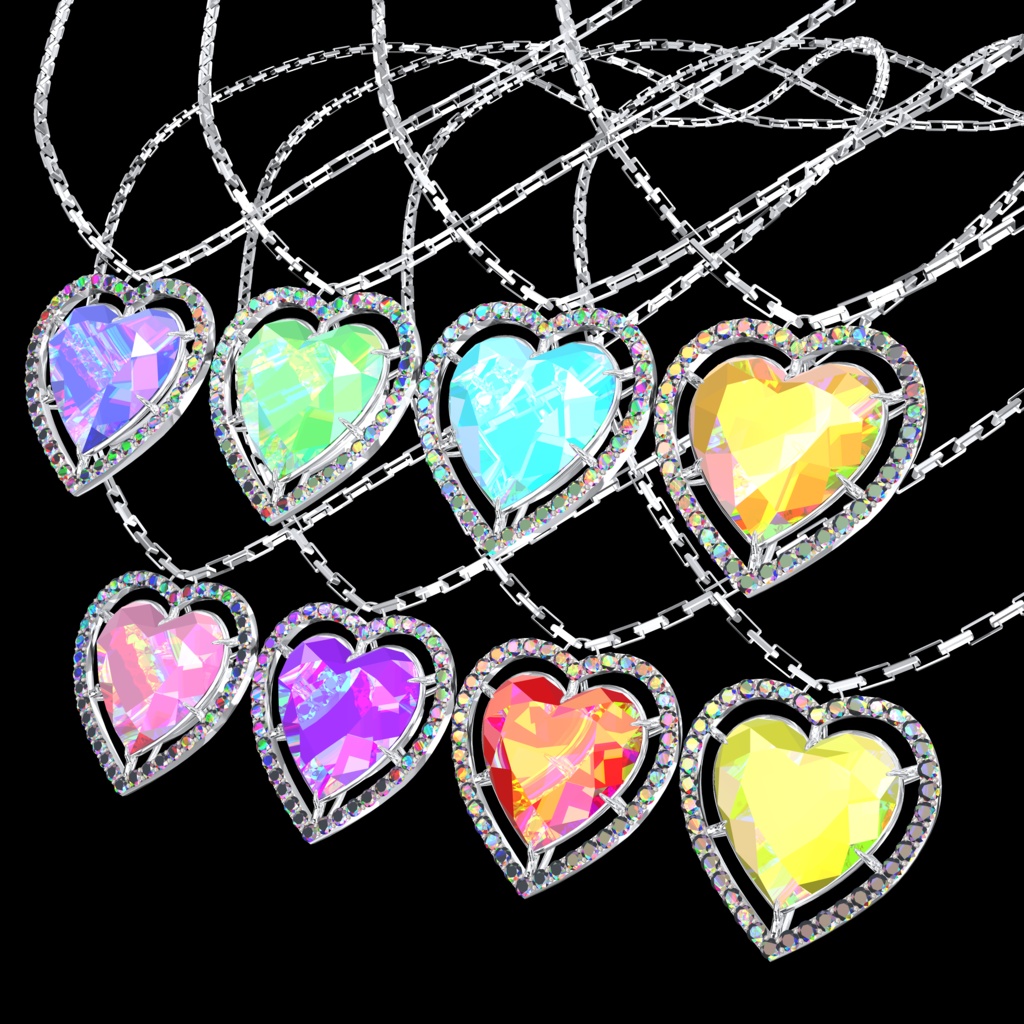 【25アバター対応】🖤PB対応🖤Heart Diamond Necklace🖤【VRChat】