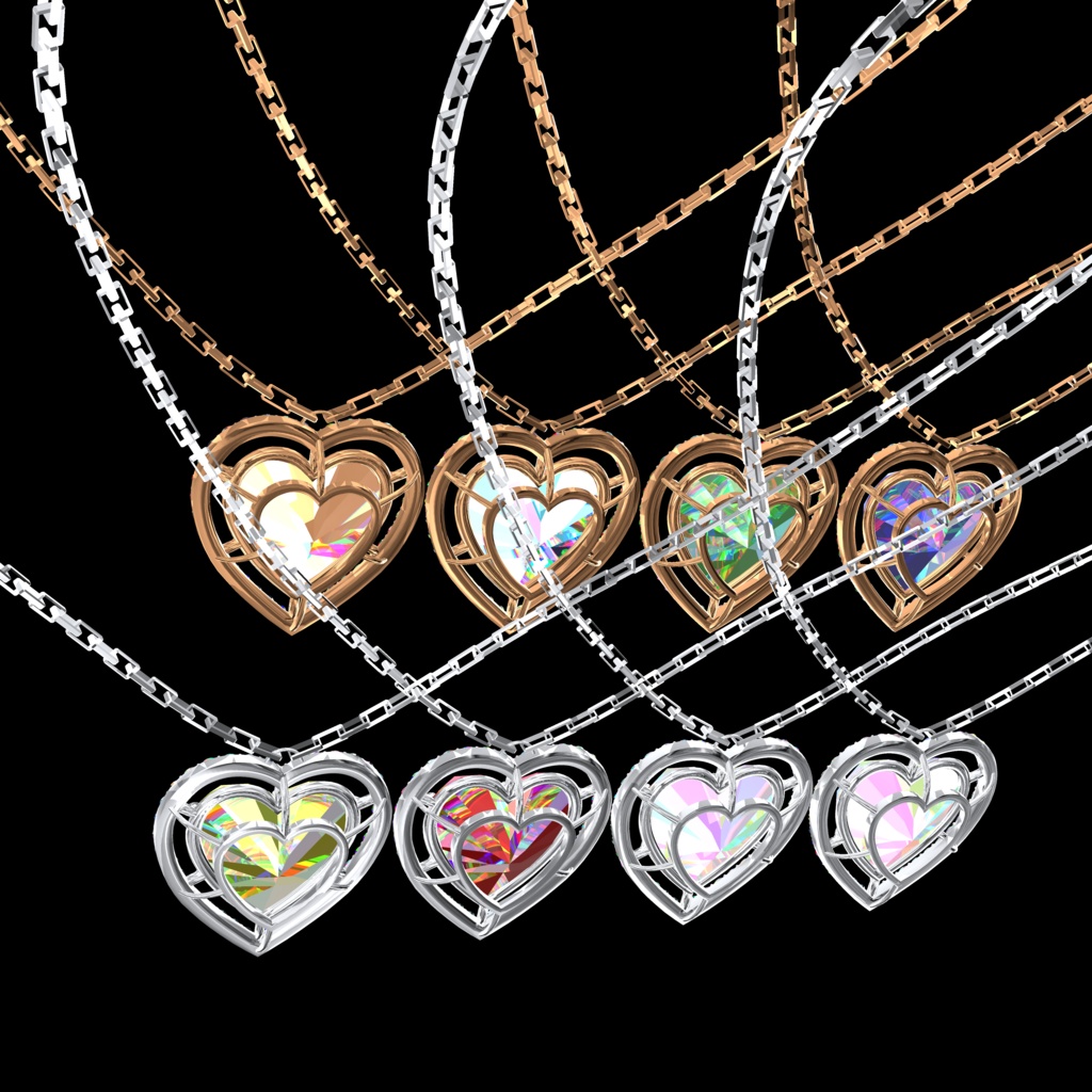 【25アバター対応】🖤PB対応🖤Heart Diamond Necklace🖤【VRChat】