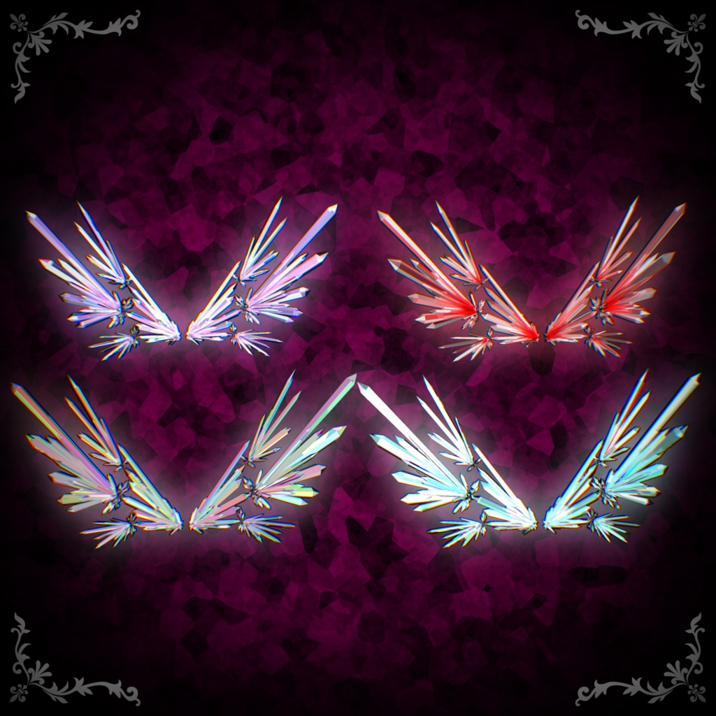 【32アバター対応】Crystalline Wings 【VRChat】