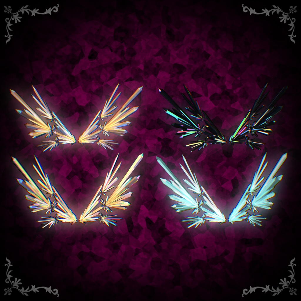 【32アバター対応】Crystalline Wings 【VRChat】