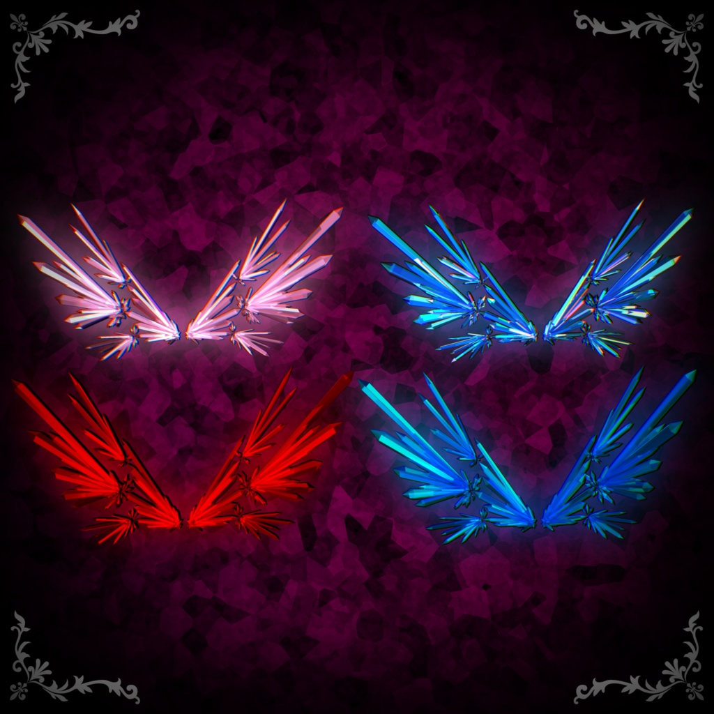 【32アバター対応】Crystalline Wings 【VRChat】