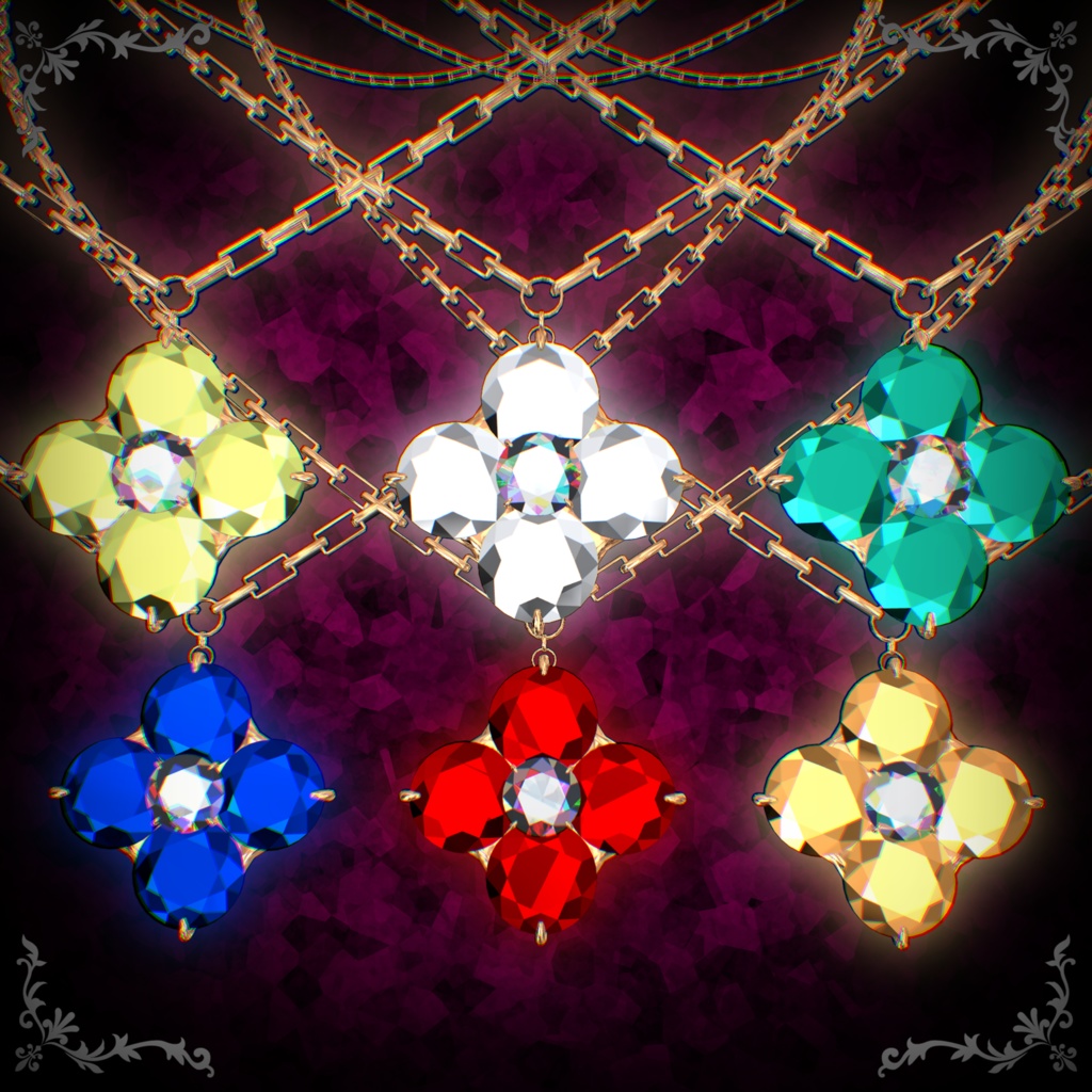 【32アバター対応】Clover Diamond Necklace【VRChat】