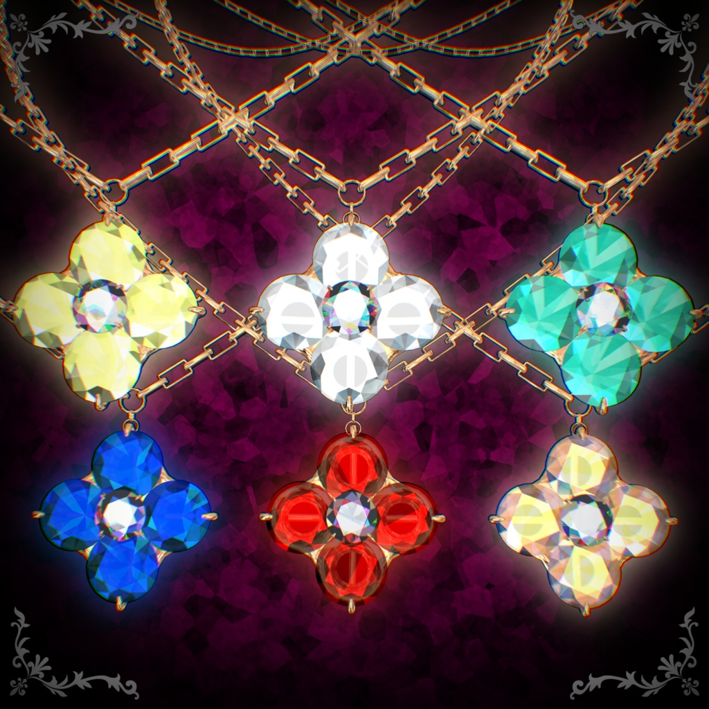 【32アバター対応】Clover Diamond Necklace【VRChat】