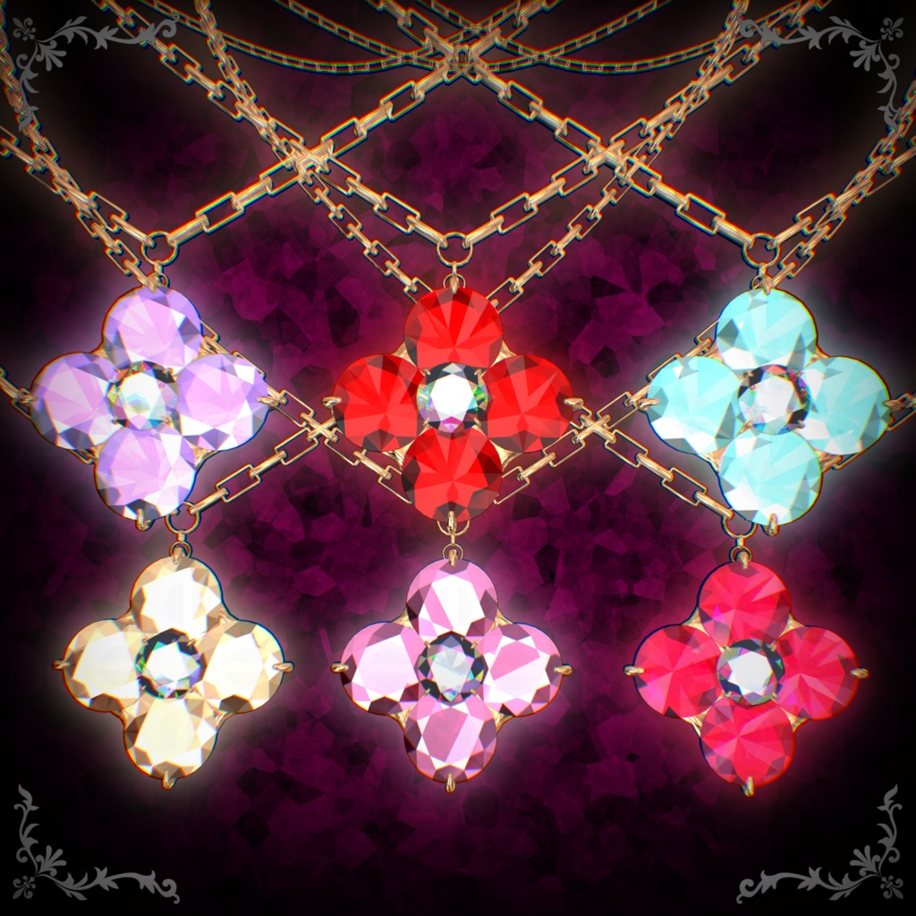 【32アバター対応】Clover Diamond Necklace【VRChat】