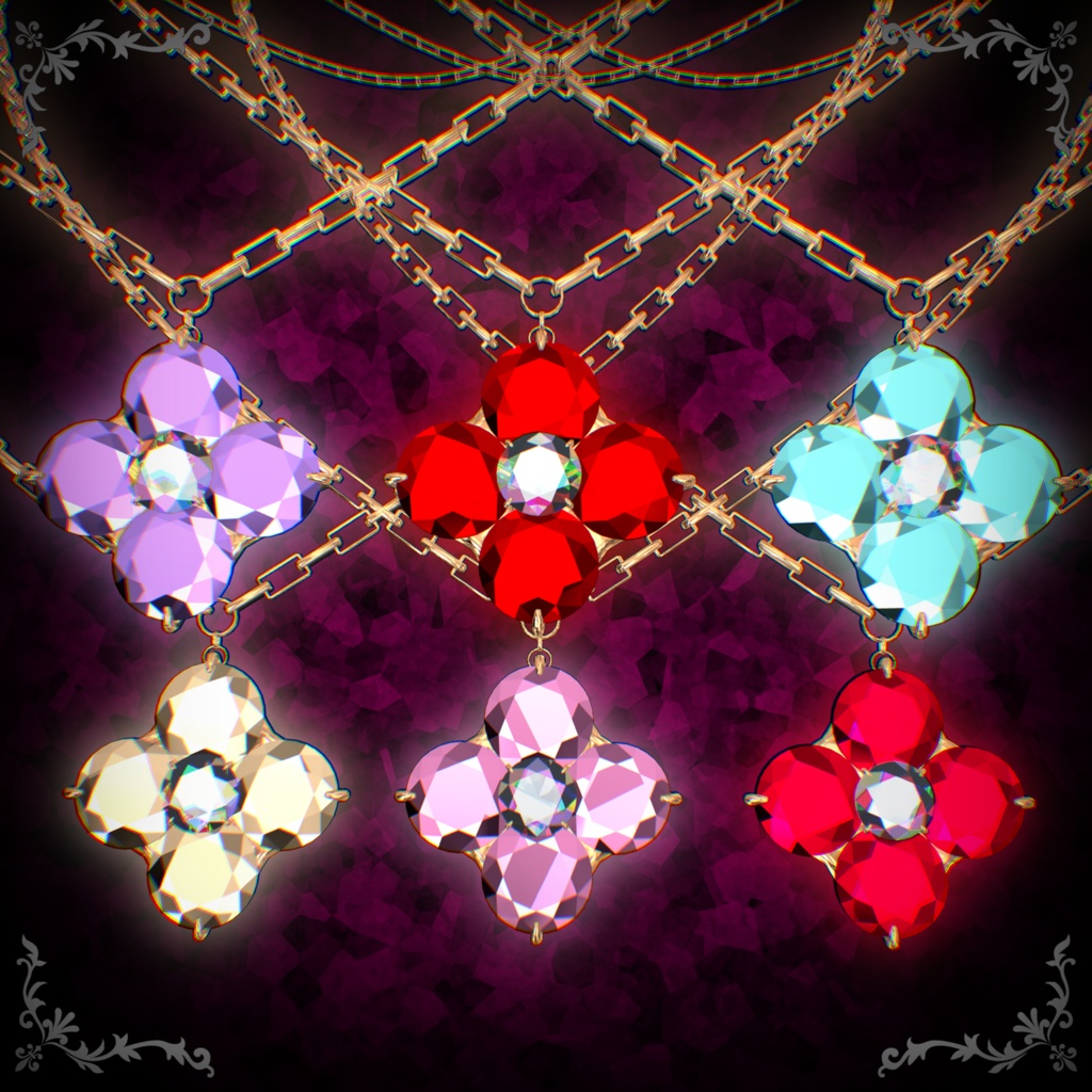 【32アバター対応】Clover Diamond Necklace【VRChat】