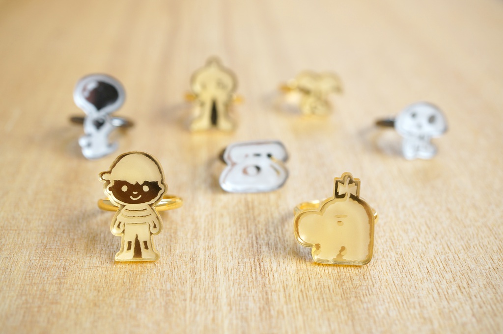 アクリルミラーアクセサリー小 7種×2色〈フリーサイズリング〉〈ヘアピン〉