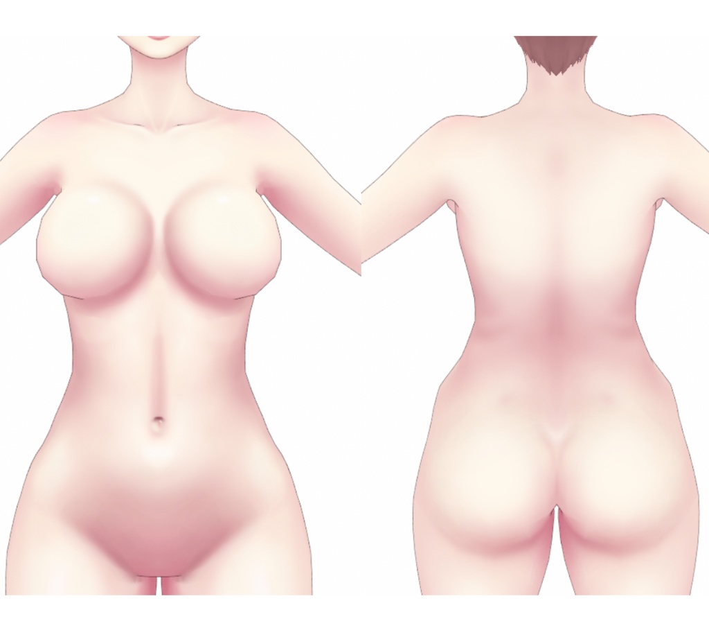Vroid Busty Body and Face - Model + Items +Textures