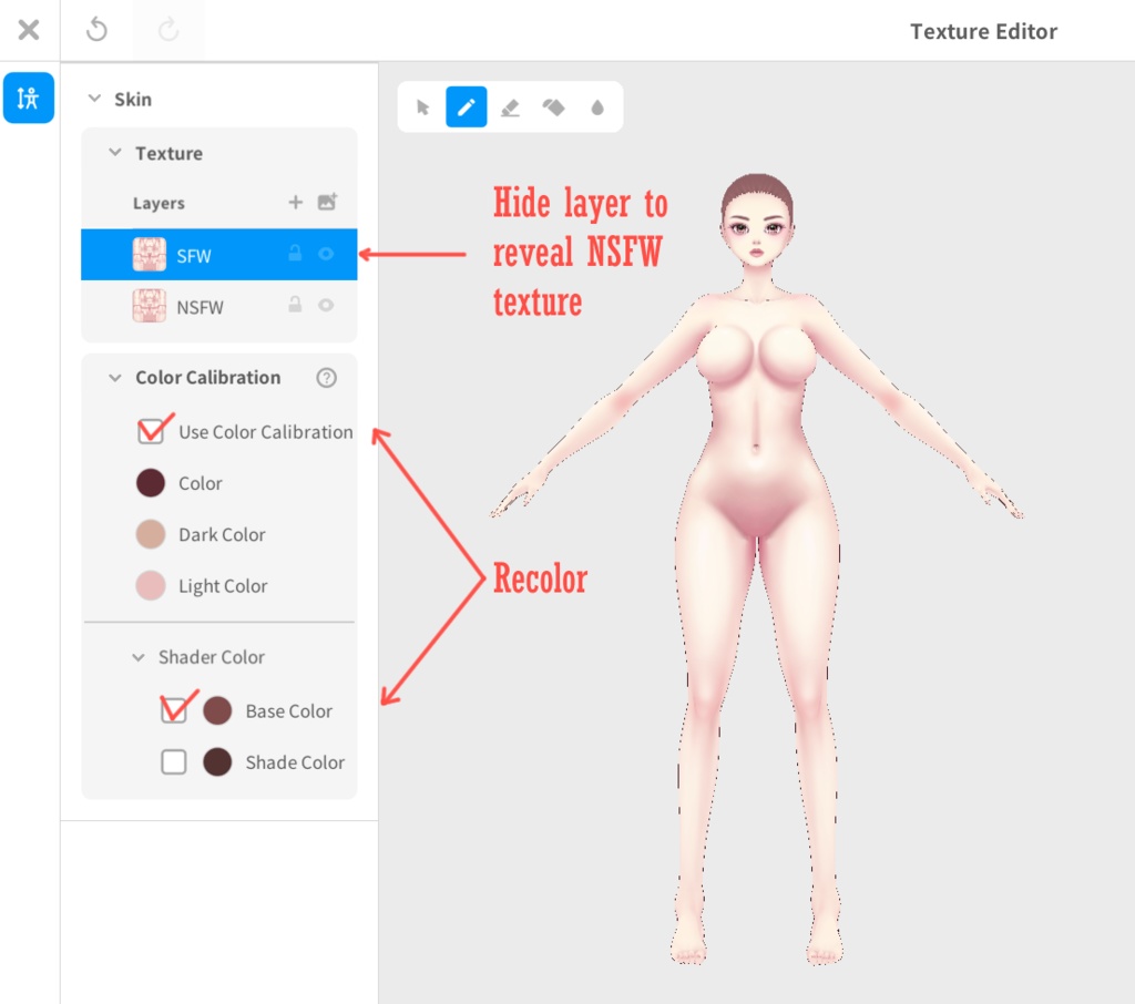 Vroid Busty Body and Face - Model + Items +Textures