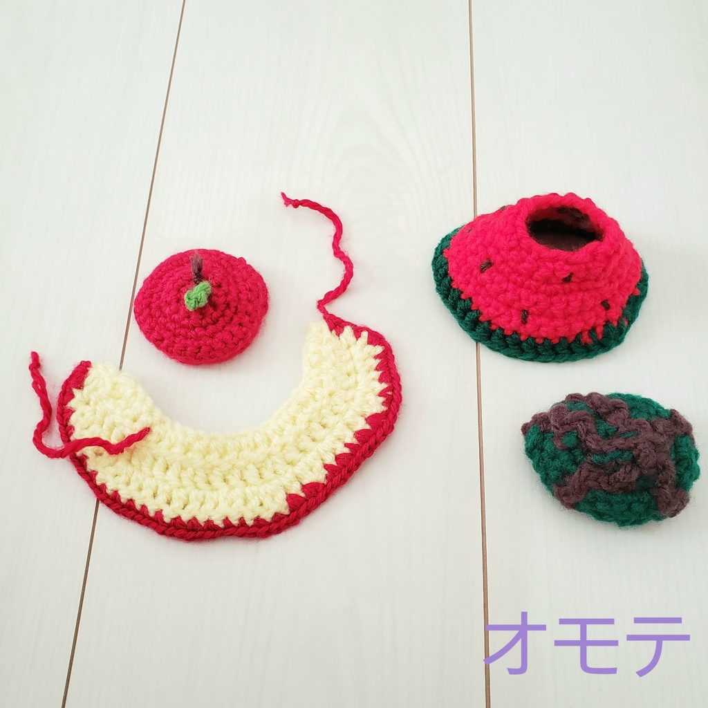 12cmぬい用 りんごコーデ/すいかコーデセット