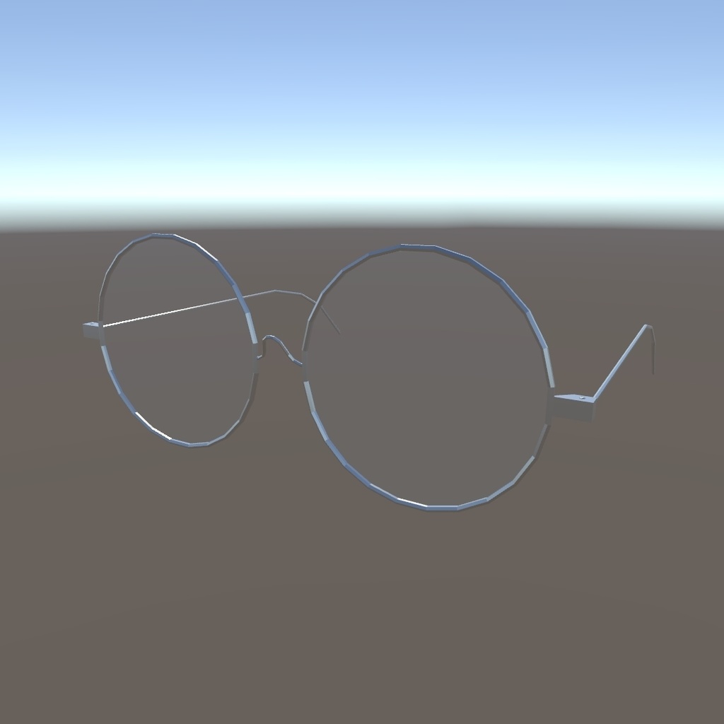 細銀縁デカ丸メガネ【VRChat想定】