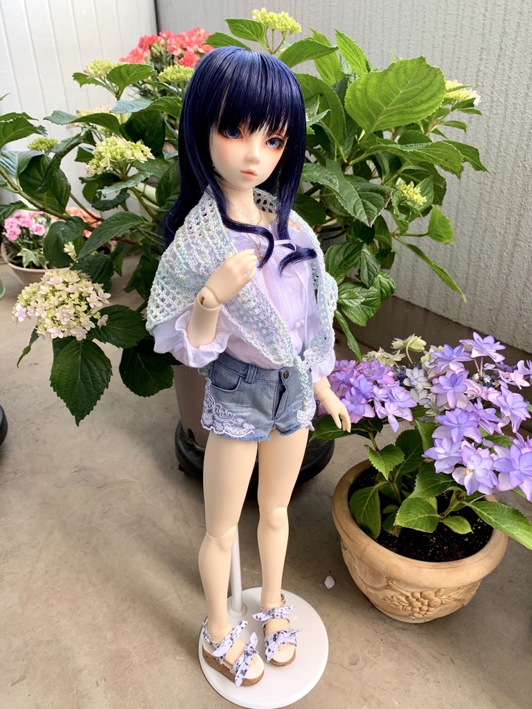 お花模様の三角ショール