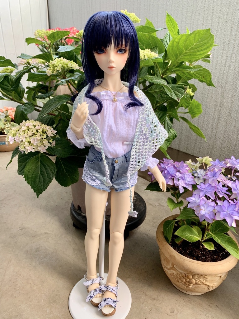 お花模様の三角ショール