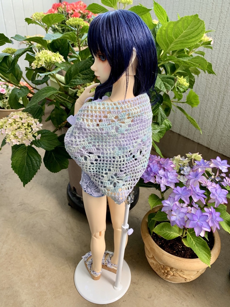 お花模様の三角ショール