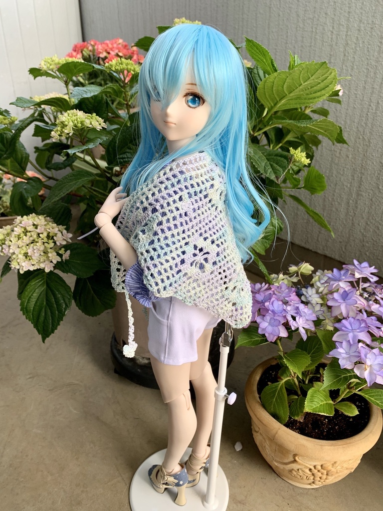 お花模様の三角ショール